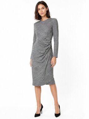 The Fold London Belgravia Dress Black White Houndstooth Wool Blend 10 US (14UK)